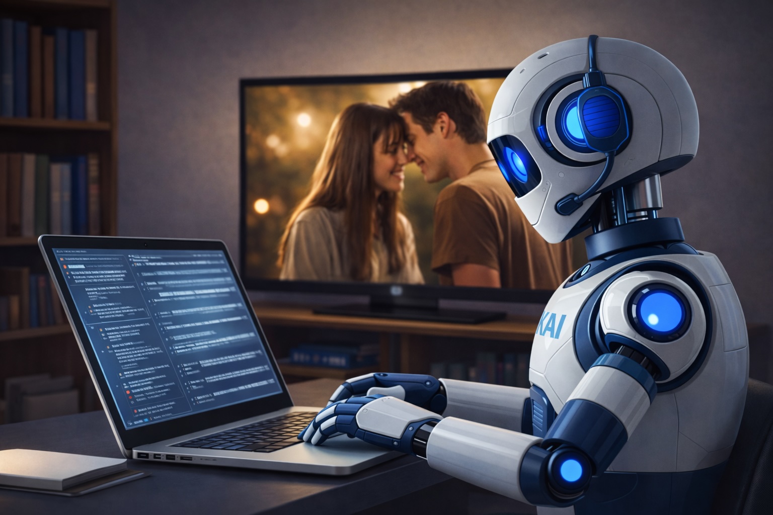 Die KI "KAI" liest in der Datenbank und schaut parallel einen Film.